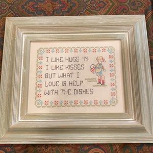 HANDMADE CROSS STITCHED WALL HANGING IN GREEN